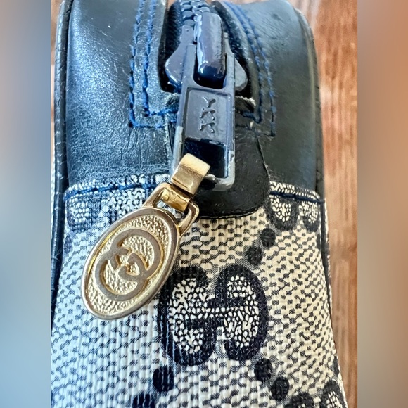 Authentic GUCCI GG Canvas Sherry Line Clutch Bag Gray Red Navy 010 378 - Picture 12 of 13